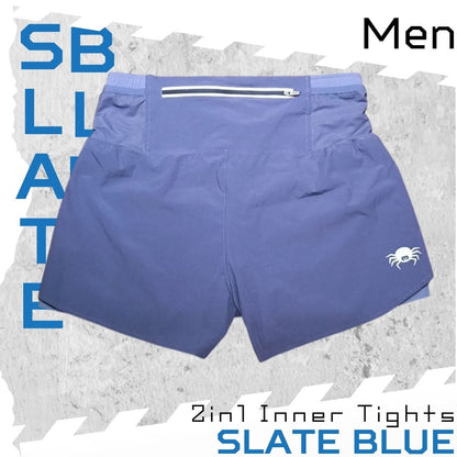 【男裝】2 in 1 Multiple Functional Running Shorts (石板藍)