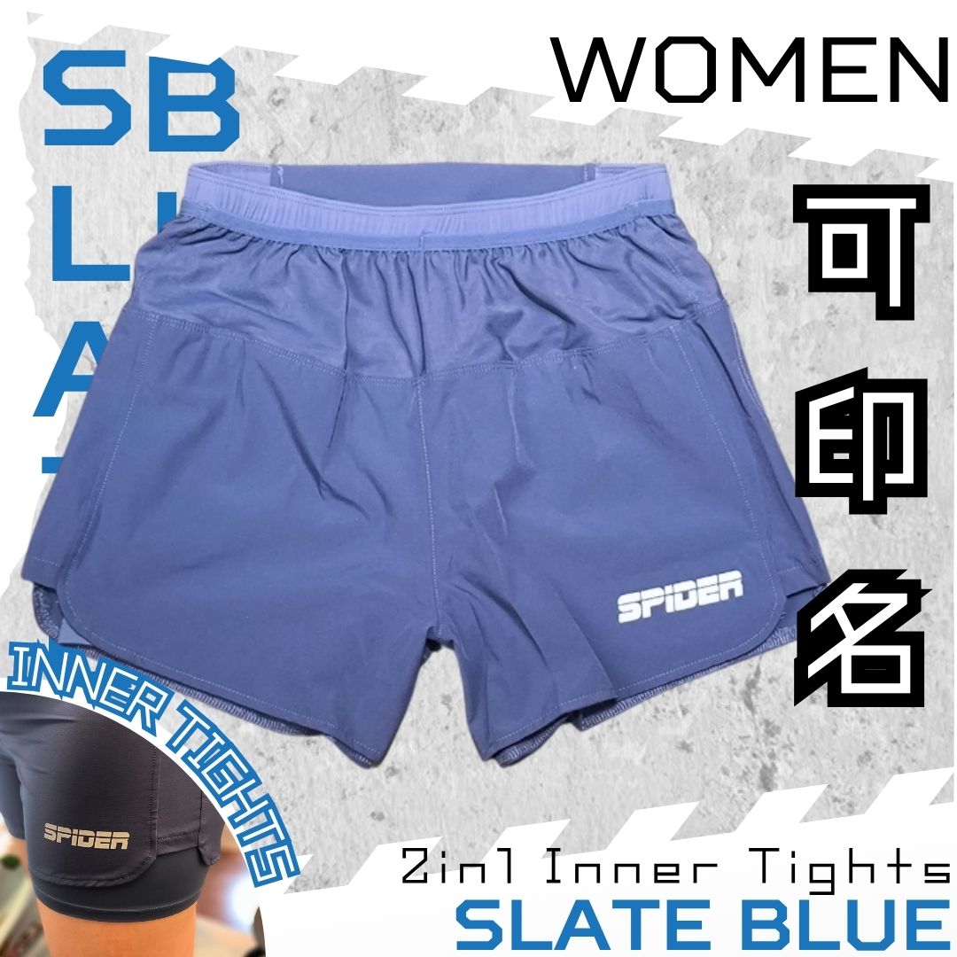 【Women】2 in 1 Multiple Functional Running Shorts (Slate Blue)