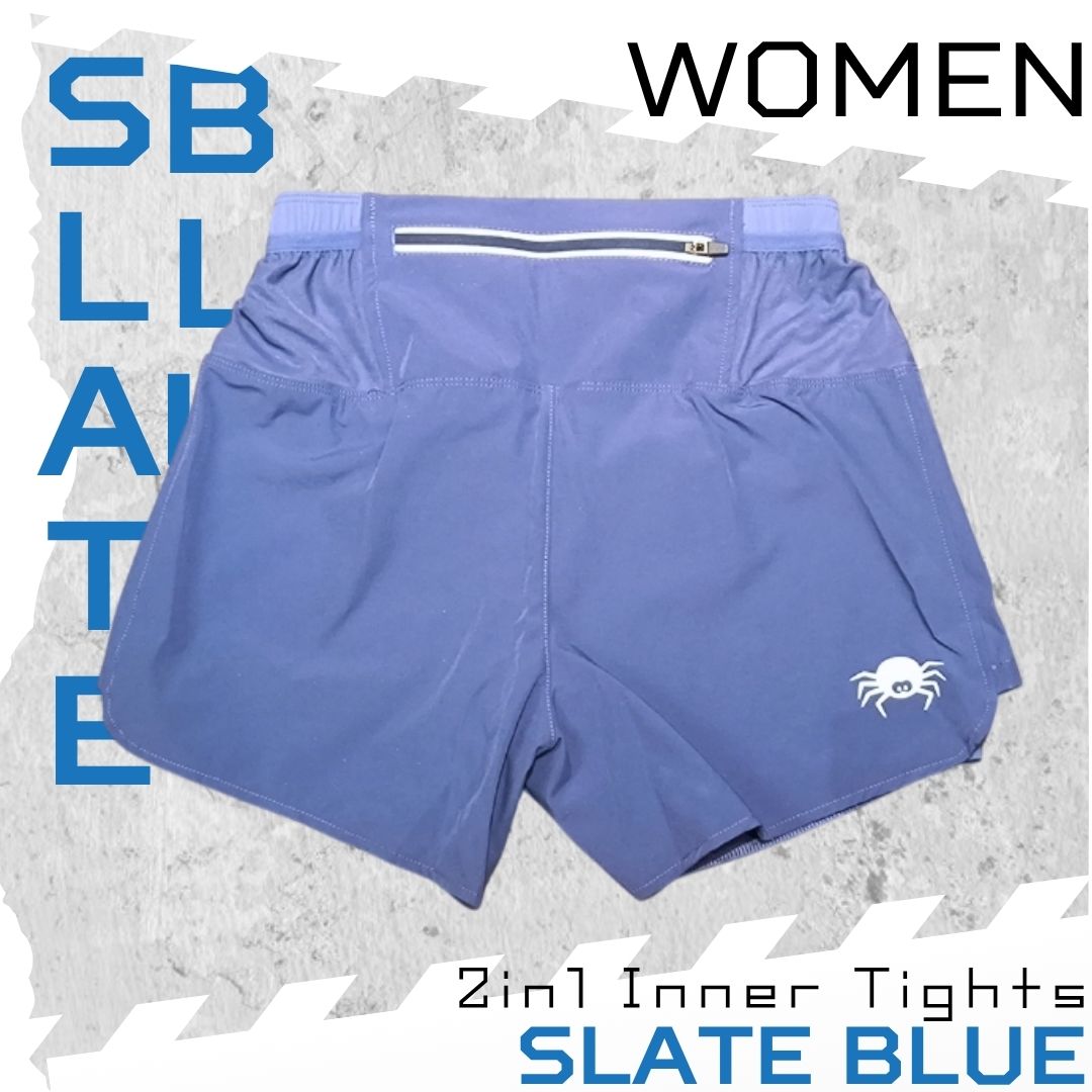 【Women】2 in 1 Multiple Functional Running Shorts (Slate Blue)