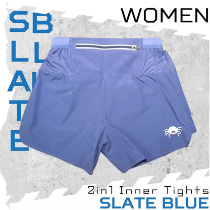【Women】2 in 1 Multiple Functional Running Shorts (Slate Blue)