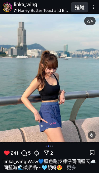 【Women】2 in 1 Multiple Functional Running Shorts (Slate Blue)